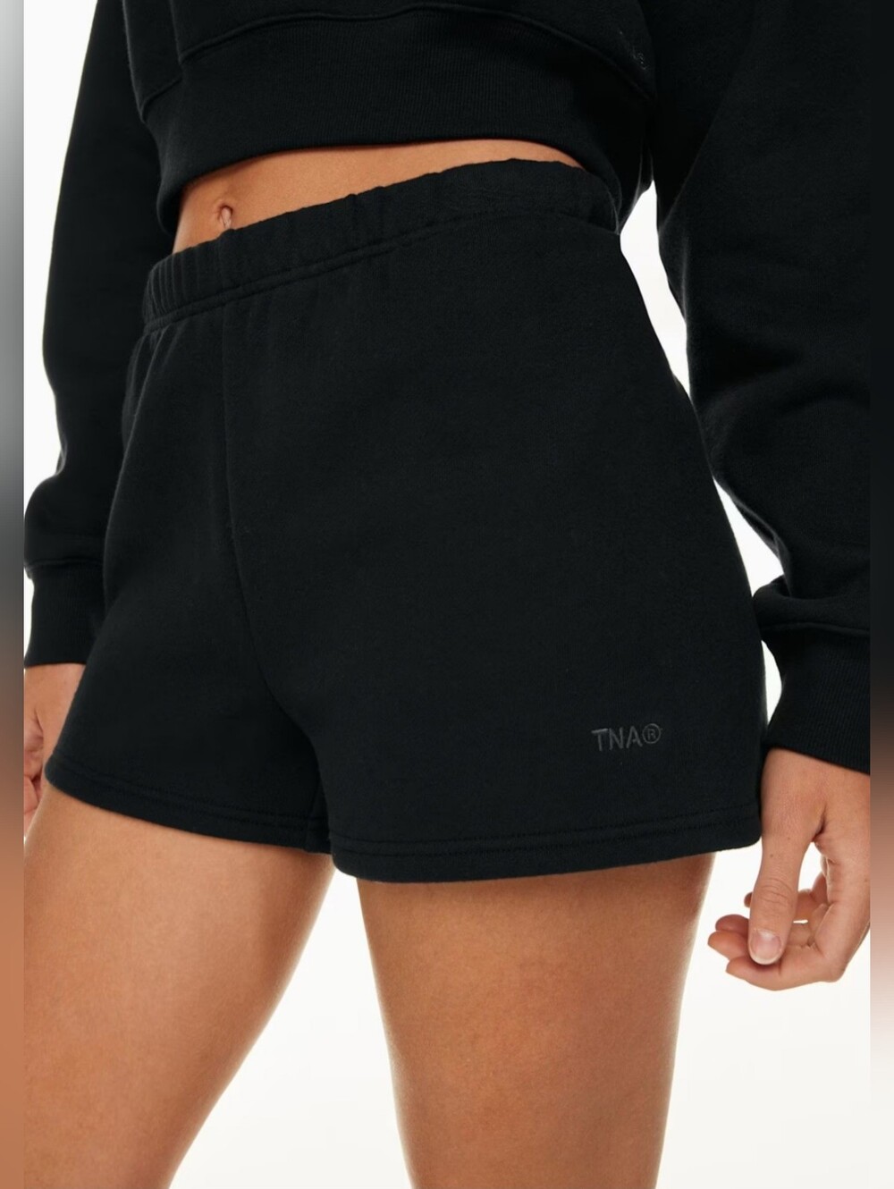 Aritzia Tna Cozy Sweatfleece Perfect Hi-rise Mini Short Black Sz 2XL Women's - Picture 7 of 16